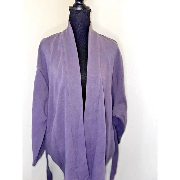 Athleta Short Robe Belted Cardigan Wrap‎ Purple Size L/XL NWOT - Picture 5 of 8